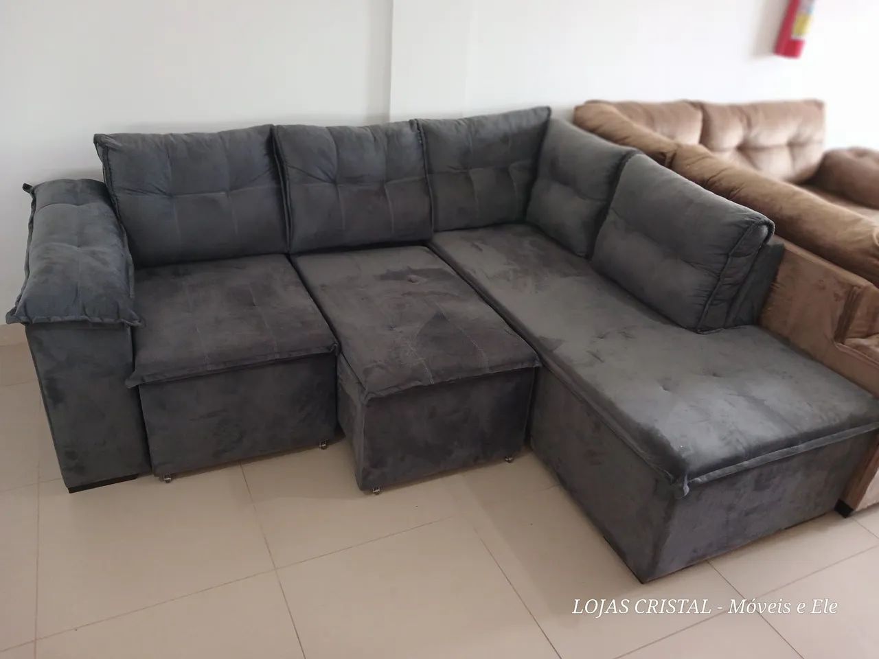 Sofá de Canto Modular Cinza