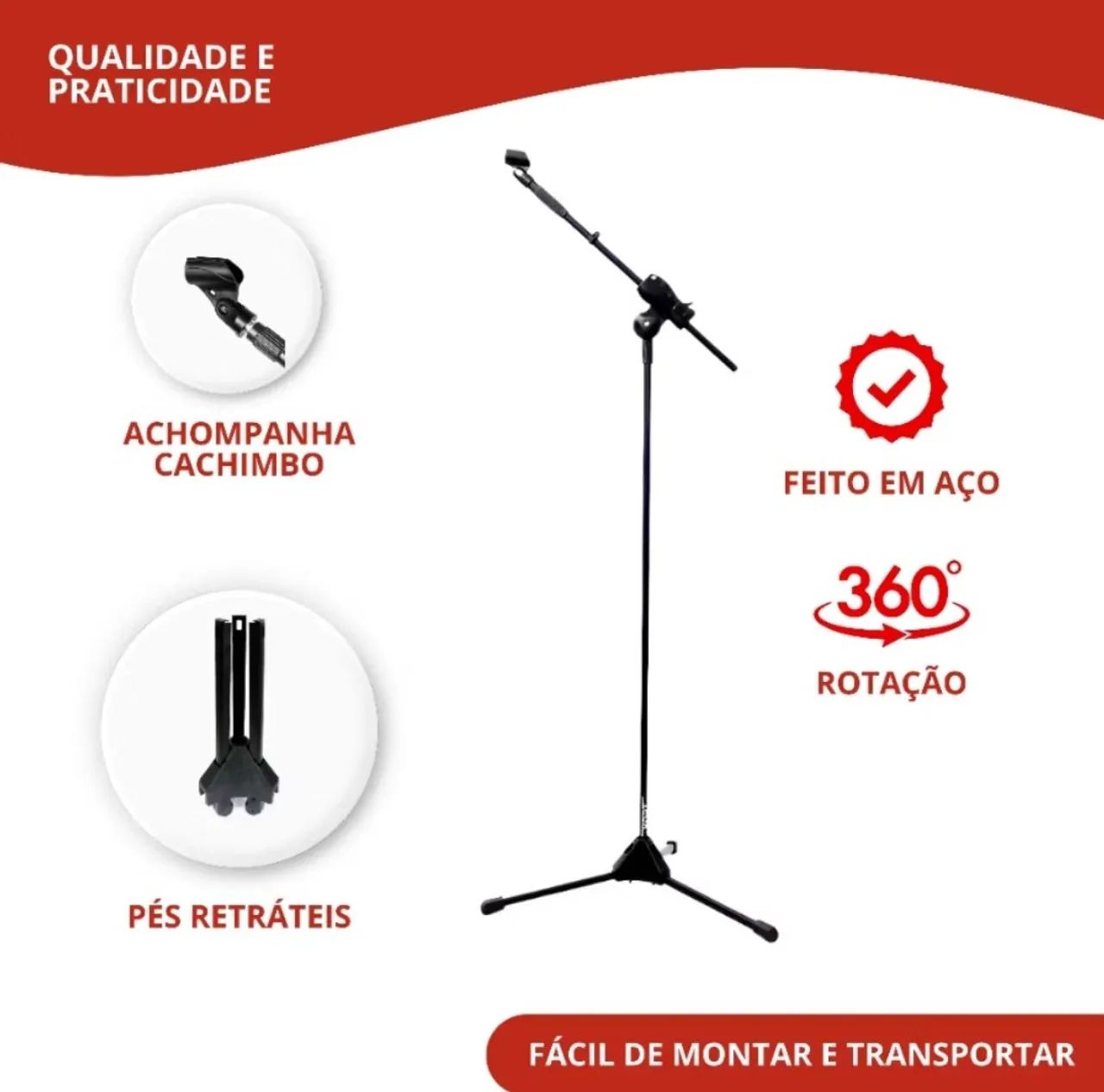Pedestal de microfone IBOX, com cachimbo pra microfone com fio. (PIX, DINHEIRO E CARTÃO). - Foto 6