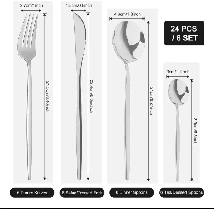 CONJUNTO DE TALHERES AÇO INOXIDÁVEL 24 PEÇAS LUXO  - Foto 2