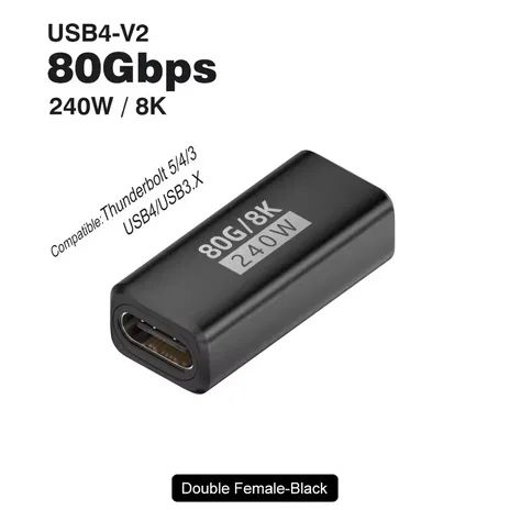 Conector FemeaxFemea, USB-C 4, 80gbps, thunderbolt 