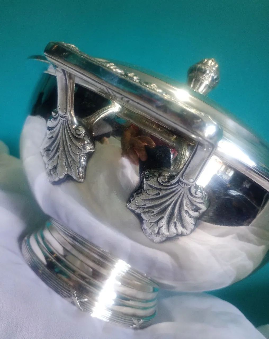Antiga e imponente sopeira prata 90 Wolff  - Foto 6