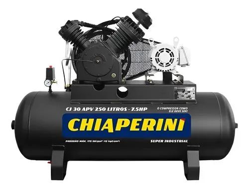 COMPRESSOR 250LITROS 7,5CV TRIF 220/380V 175PSI 30PES CHIAPERINI