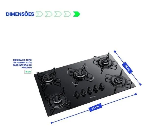 Fogão Cooktop 5 Bocas Essencial Preto- FAZEMOS ENTREGA! - Foto 3