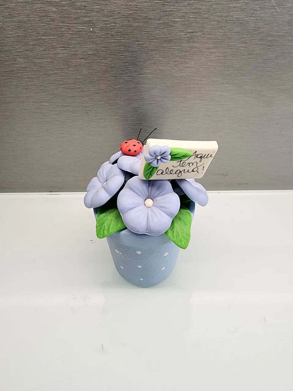 Mini vaso de cerâmica com flores cerâmica fria e mensagem - Foto 2