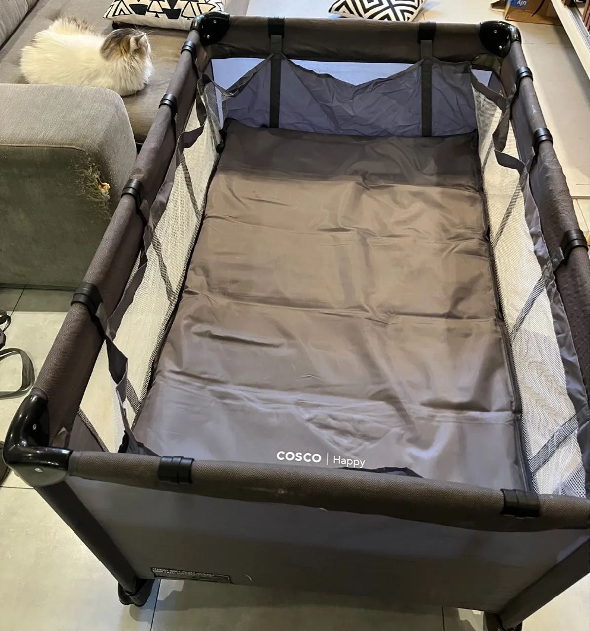 Cosco Kids, Berço Portátil Happy, 0 a 15kg , Cinza - Foto 3