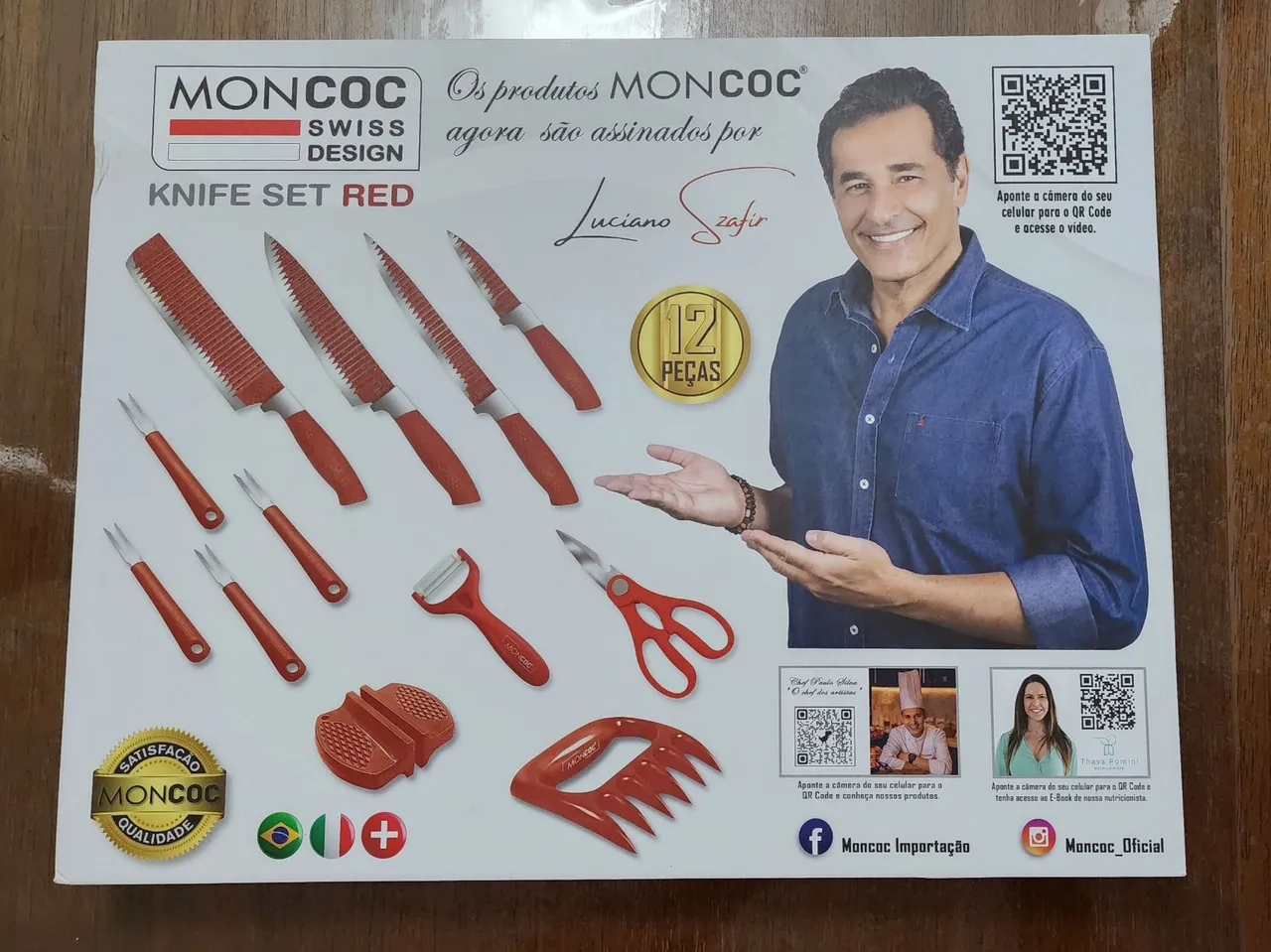 Kit de Facas Vermelhas Moncoc 12 Peças