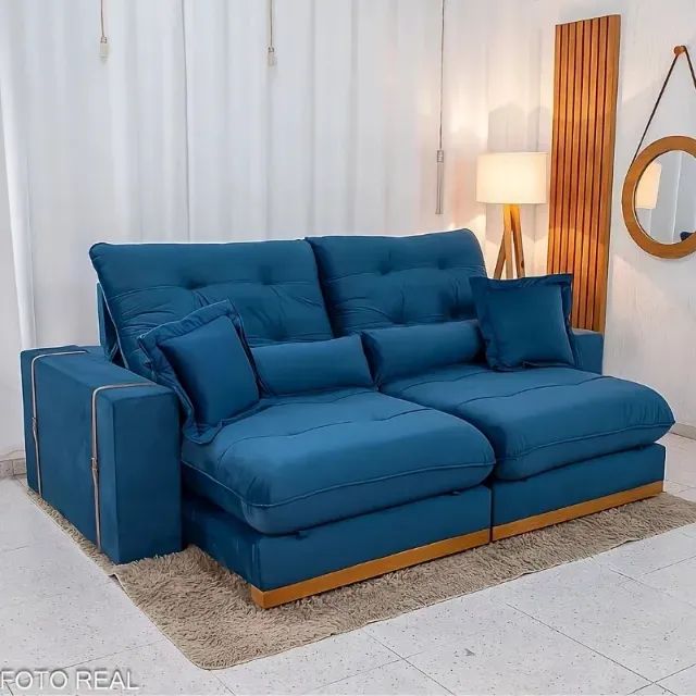 Sofá Retrátil Reclinável Toronto 2.50m Veludo D33 e Molas Ensacadas - Entrega Super Rápida - Foto 5