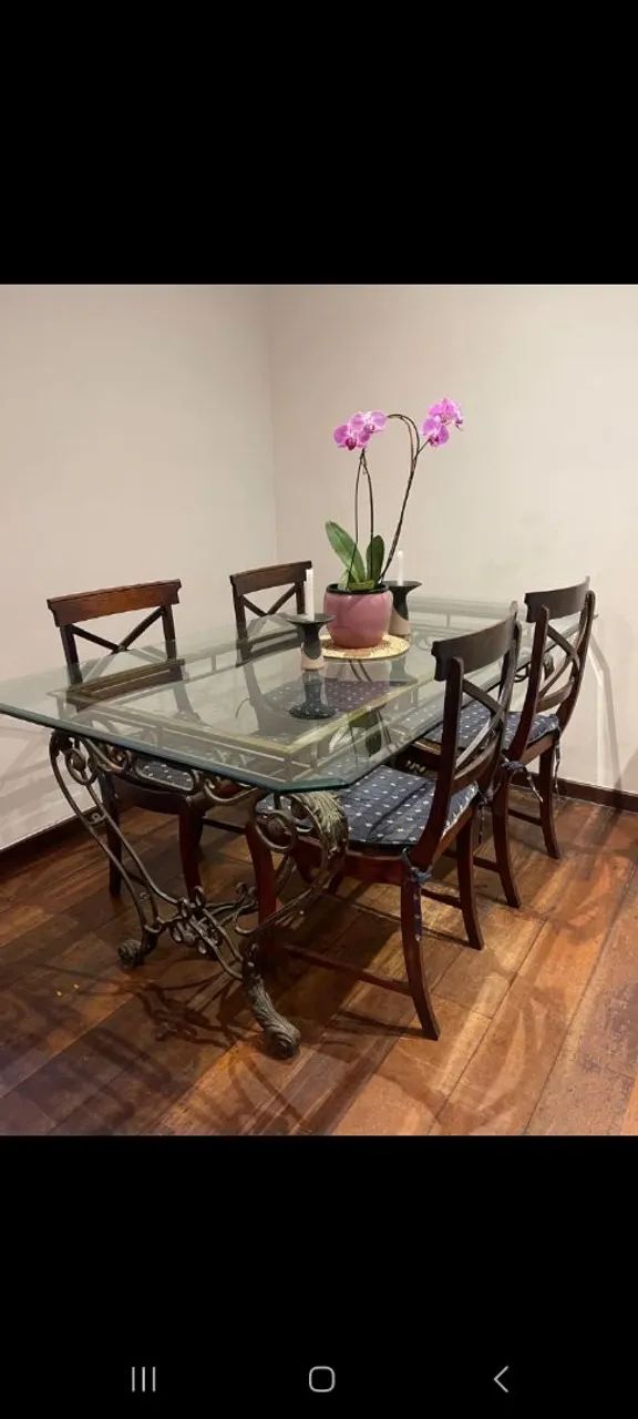 Mesa de jantar 4 lugares clássica com pé de ferro - Foto 2