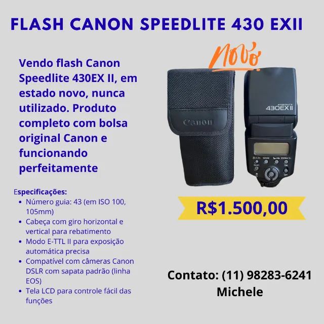 Venda - Flash Canon Speedlite 430EX II (Novo) - BAIXOU PREÇO - Foto 2