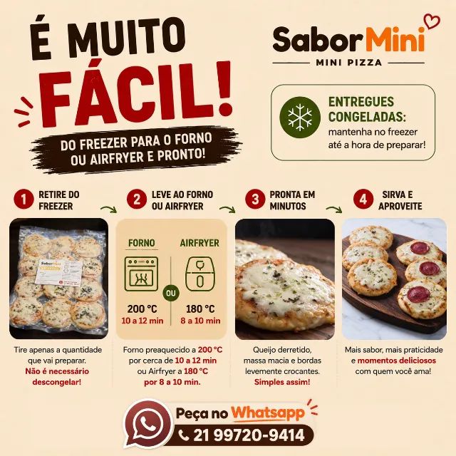 Mini Pizzas Congeladas Artesanais - Pacote com 24 - Foto 5