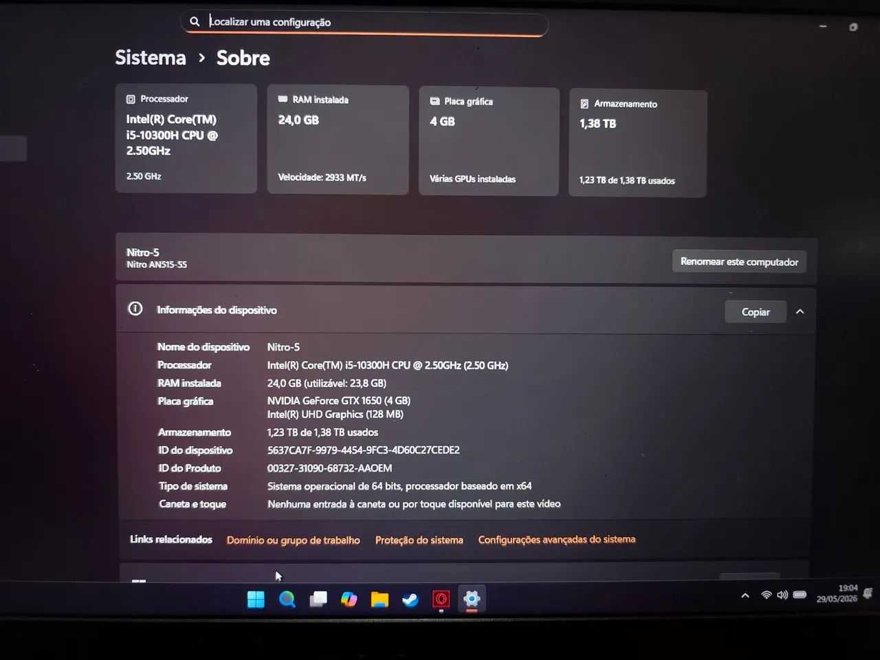 Nitro 5, I5 10° - GTX 1650 - 24 RAM - 1T ROM - Foto 2