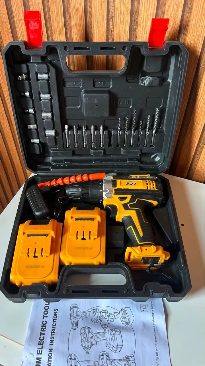 Furadeira e Parafusadeira 48V Sem Fio + Kit Completo com 2