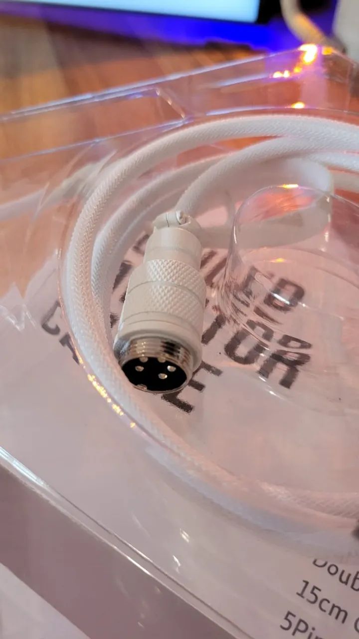 Cabo espiral branco - Cabo teclado mecânico USB - USB C - Foto 3
