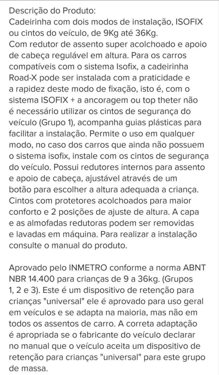Cadeirinha para Automóvel Seminova - Foto 6