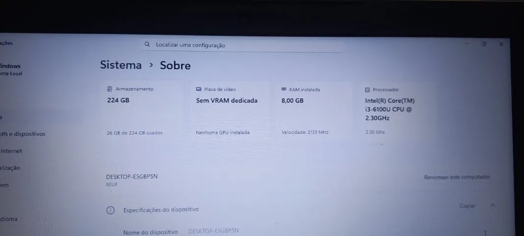 Notebook Lenovo Core i3 6ªGeração SSD 240GB Leitor Biometrico - Foto 5