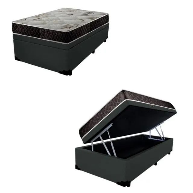 Cama Box Baú Solt. + Colchão Espuma D20 88x188x12