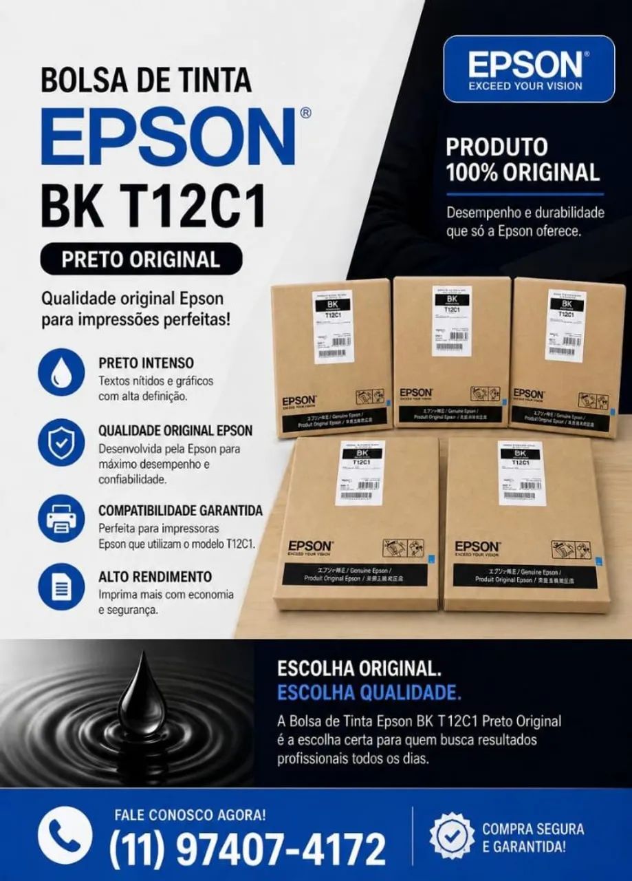 BOLSA DE TINTA EPSON BK T12C1 ORIGINAL 
