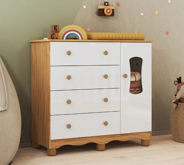 Comoda Infantil luna, 100% MDF - Peroba 