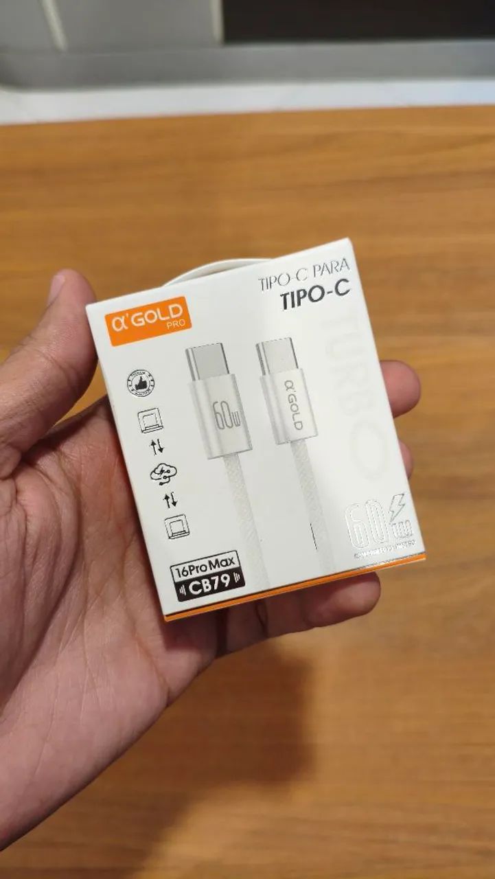 Cabo USB-C para USB-C 60W Carregamento Rápido Novo