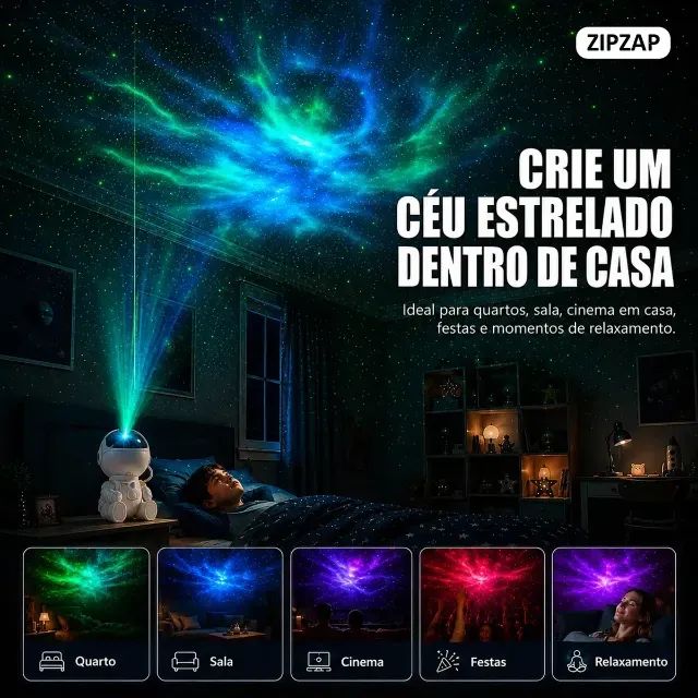Mini Projetor Galáxia Astronauta Led Luminária Noturna - Foto 4