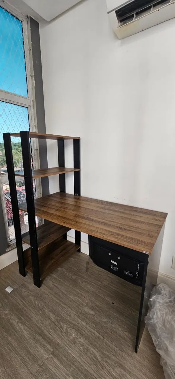 Mesa Escritório Escrivaninha com Estante e Prateleiras - Foto 3