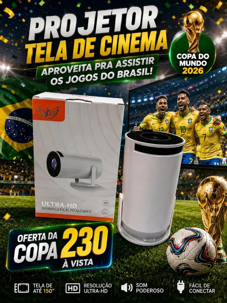 Projetor tela de cinema 
