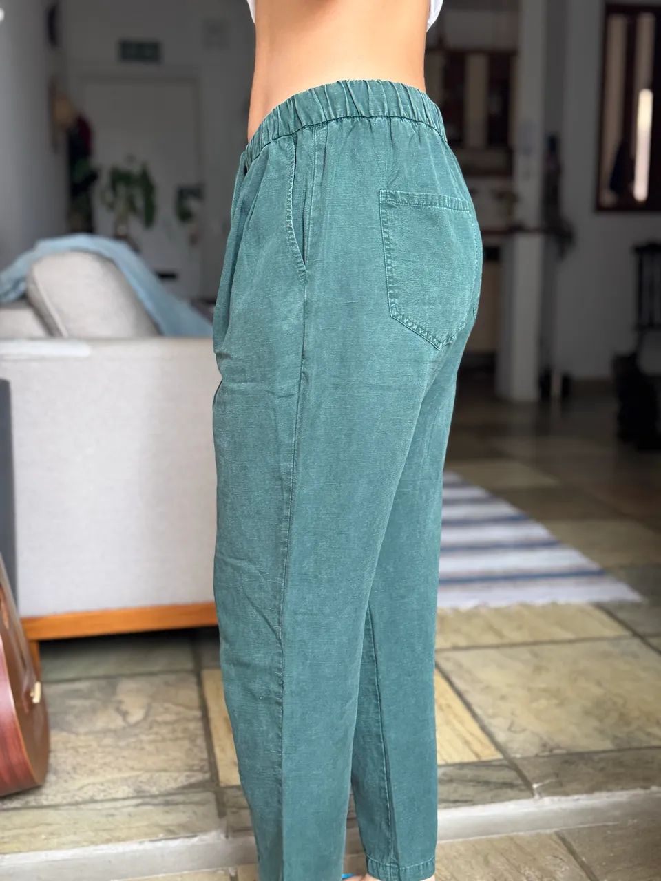 calça linho verde Zara M - Foto 3