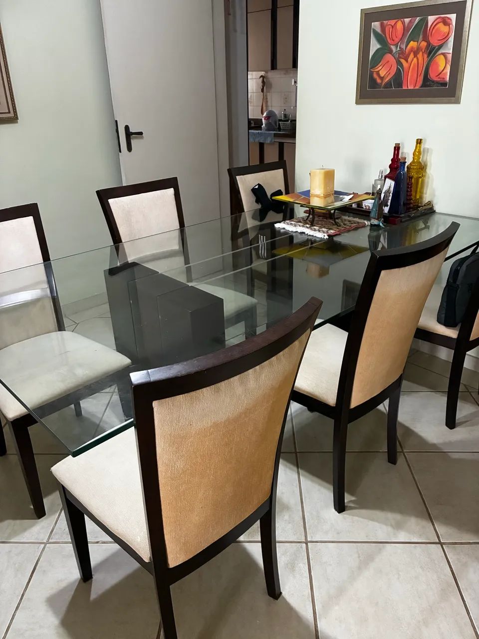 Mesa de jantar 6 cadeiras tampo de vidro  - Foto 2