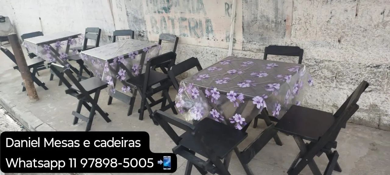 MESA COM 2 CADEIRAS DOBRÁVEIS R$ 250,00 - Foto 2