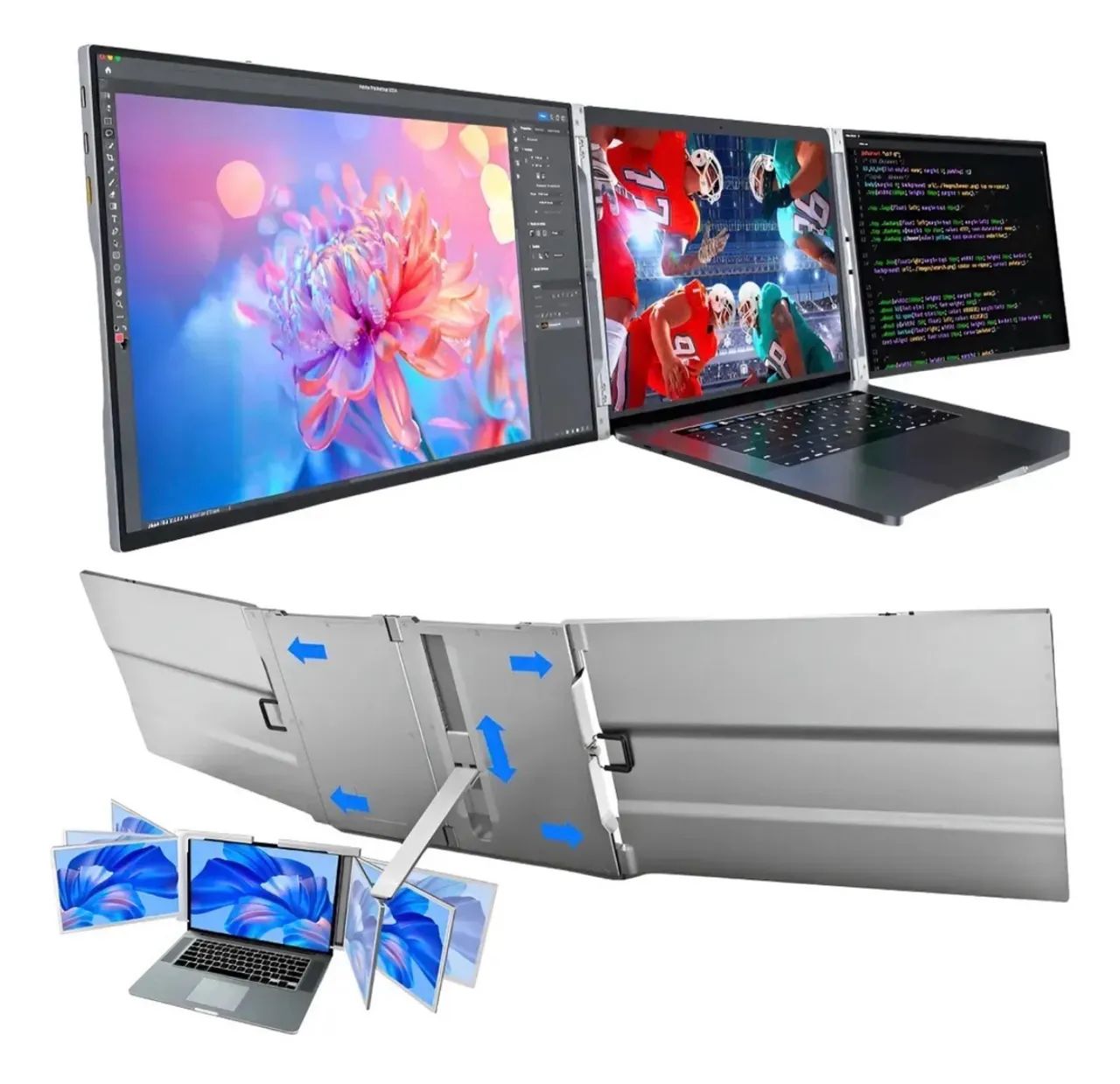 Extensor de Tela Dupla para Notebook Grasep 14'' Full HD IPS Cinza USB-C e HDMI