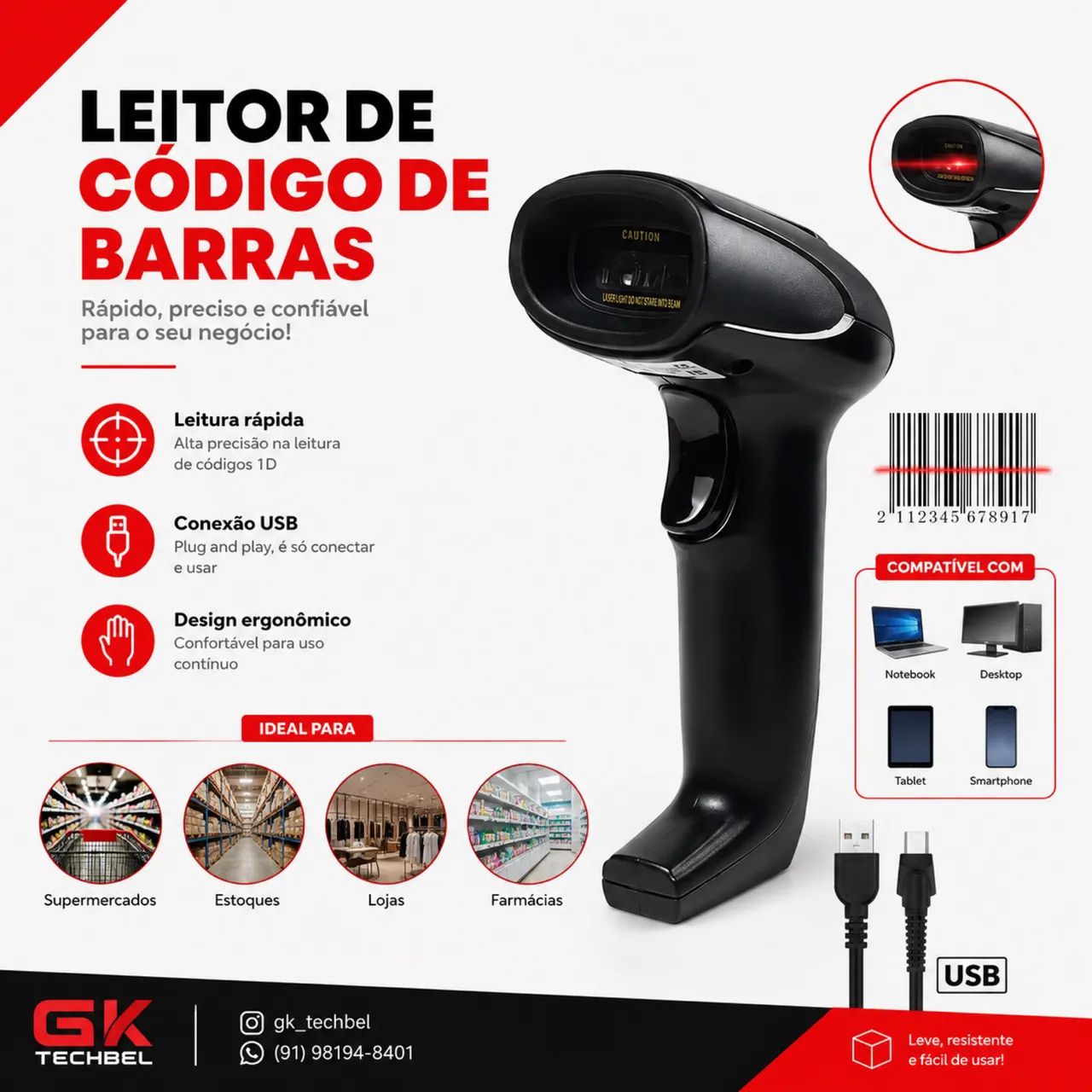 Leitor de Código de Barras (entrega gratis 