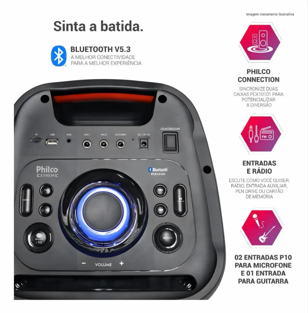 Caixa De Som Philco Pcx10101 Amplificada Led Bluetooth 2000w - Foto 4