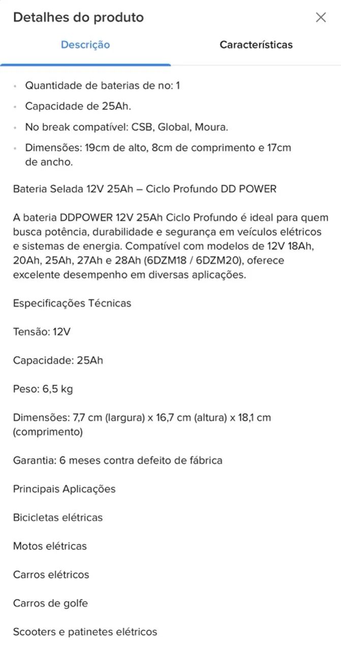 Bateria selada 12v 25Ah Nova lacrada - Foto 2