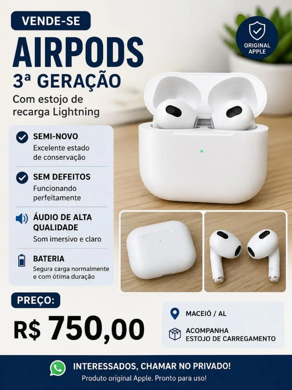 Fone de Ouvido Apple 