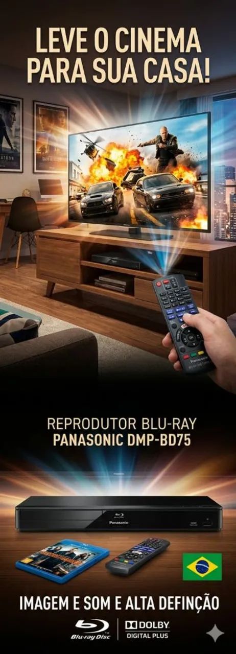 Super Bluray Panasonic DMP-BD75 com controle