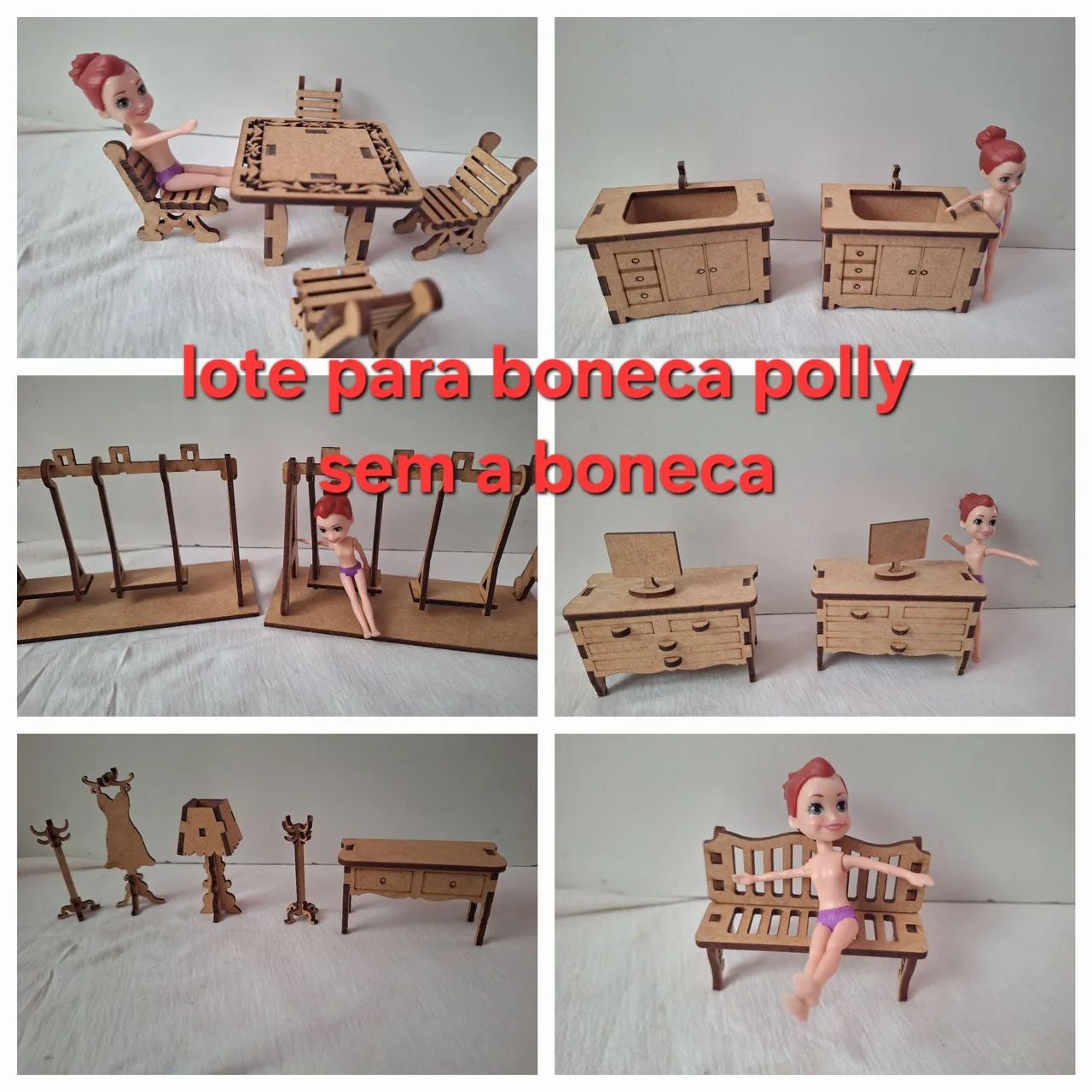 Lote Móveis mdf boneca polly
