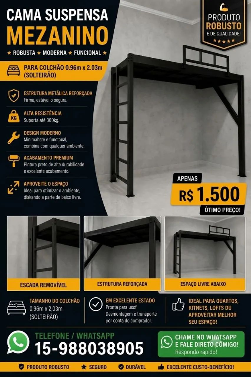 Baixou o preço!!! Cama suspensa mezanino