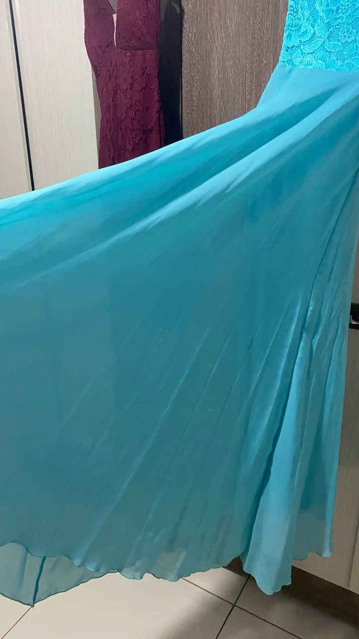 Vestido longo azul elegante - Foto 3