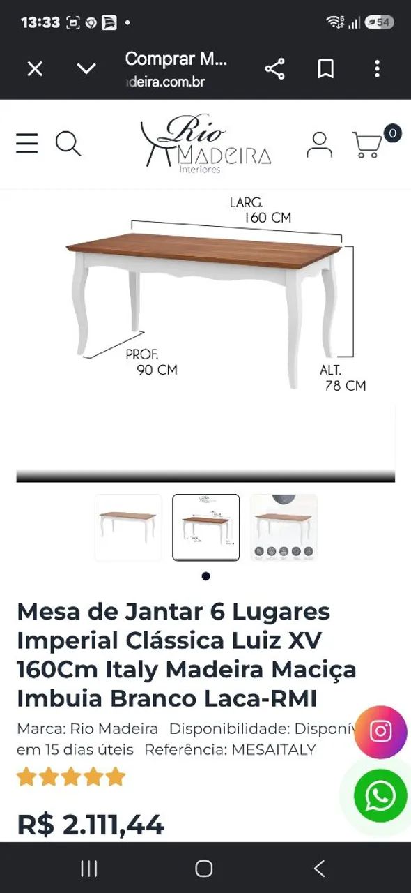 Mesa de jantar madeira com MDF Rio Madeira  - Foto 5