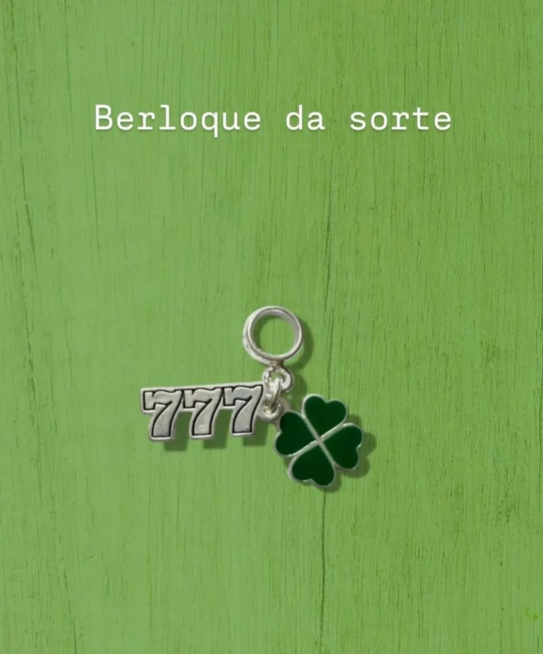 Berloque trevo - Prata - Entrega imediata 
