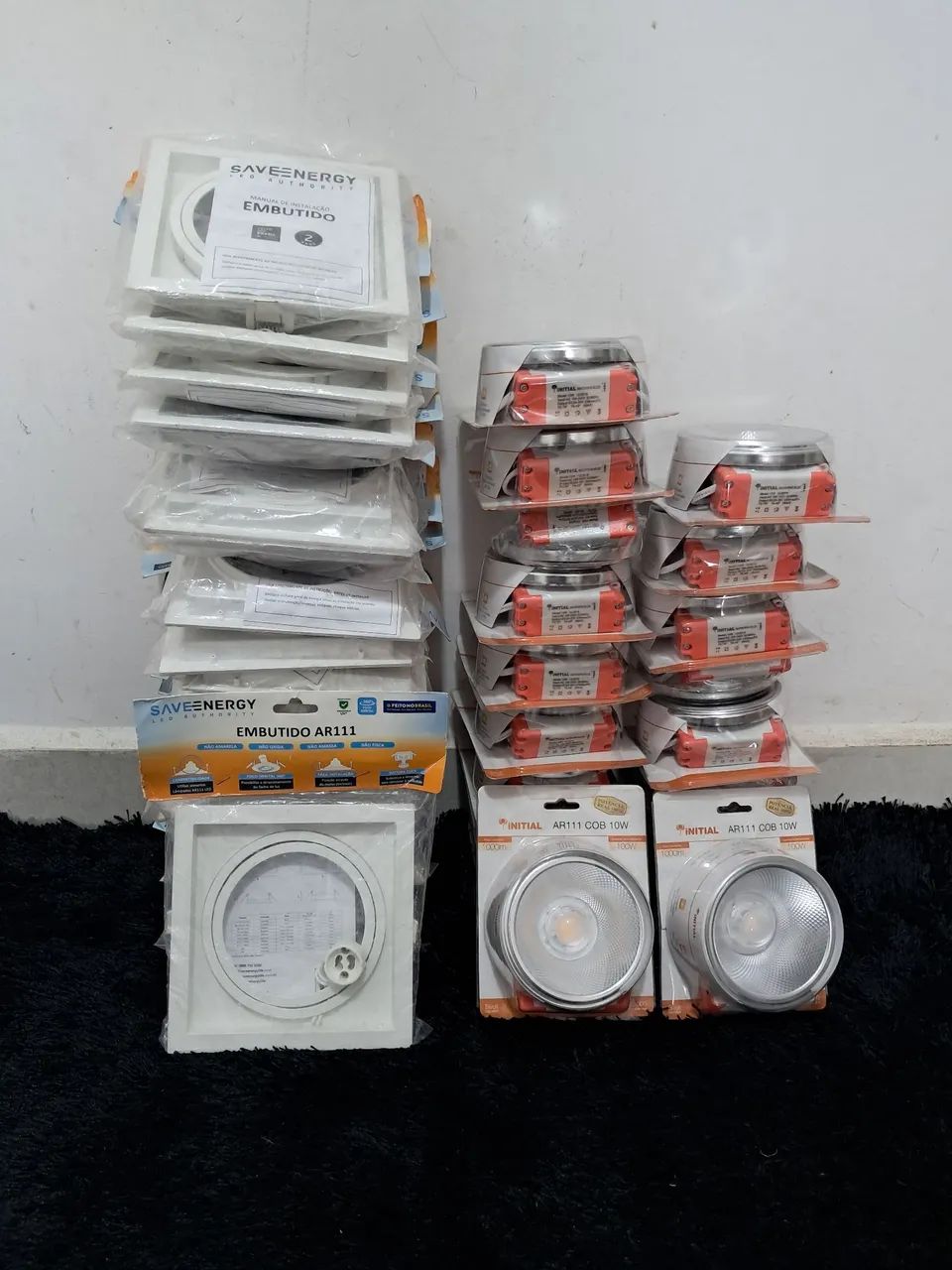 Kit 19 Spot Embutido AR111 Iluminação Recuado Foco orientável c/Lampada AR111 COB 3.000kBV