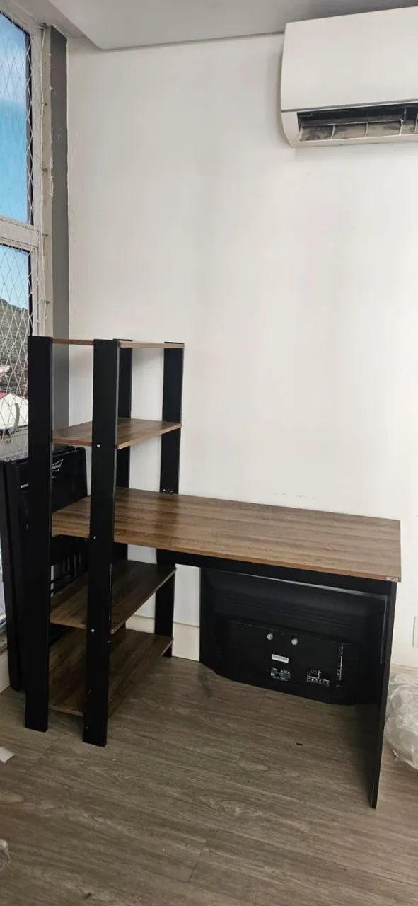 Mesa Escritório Escrivaninha com Estante e Prateleiras - Foto 4