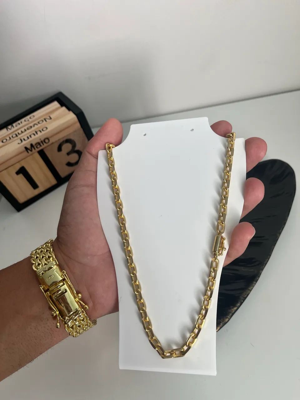 Corrente Masculina cadeado banhada a ouro  - Foto 2