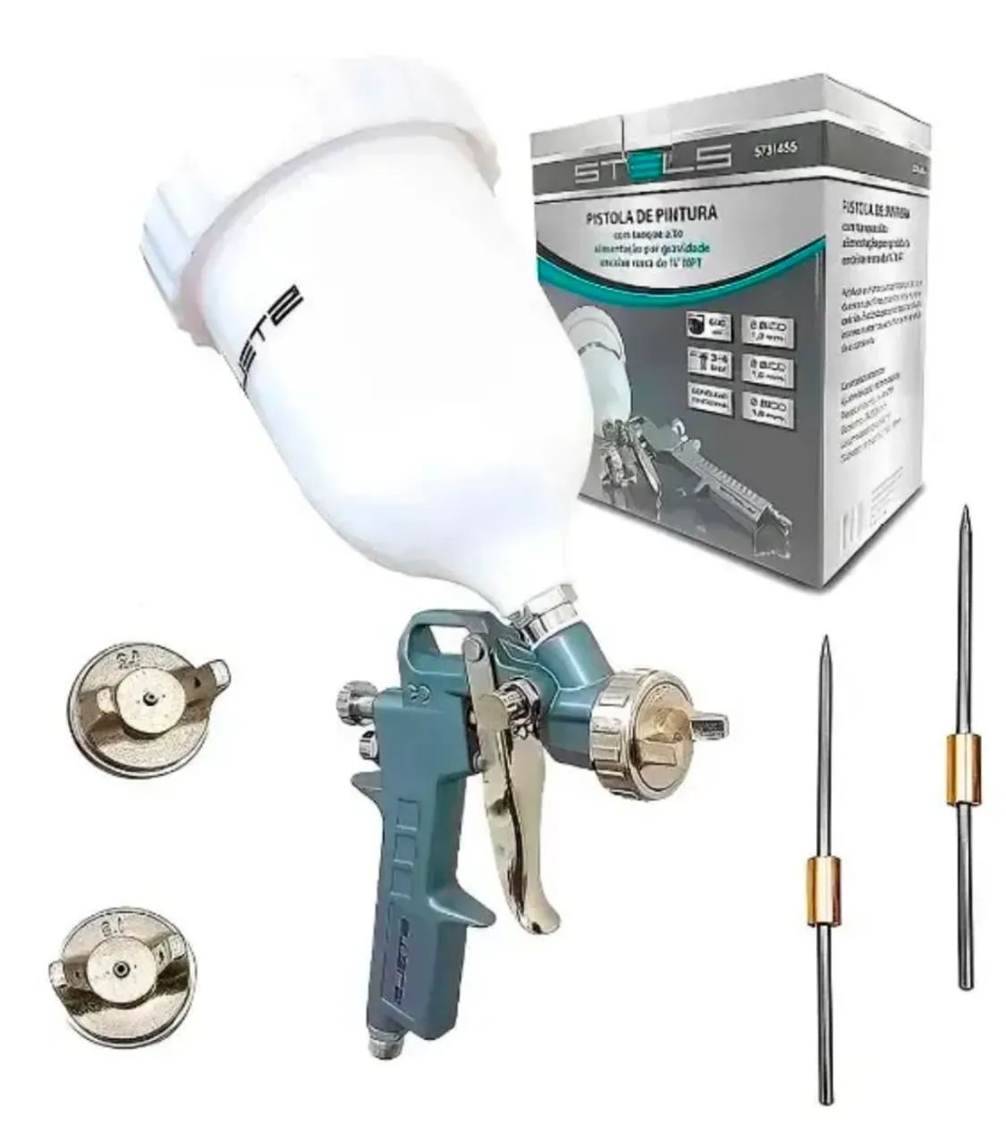 Pistola Pulverizador de Pintura Stels - com 3 bicos - Pronta Entrega