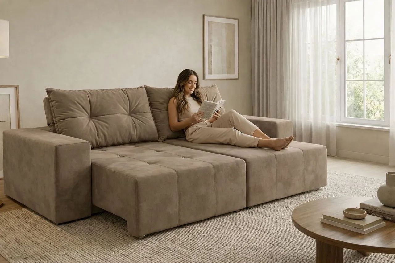 Promoção imperdível por apenas 1399,99 Sofá retrátil novo 3 lugares bem grande e espaçoso 