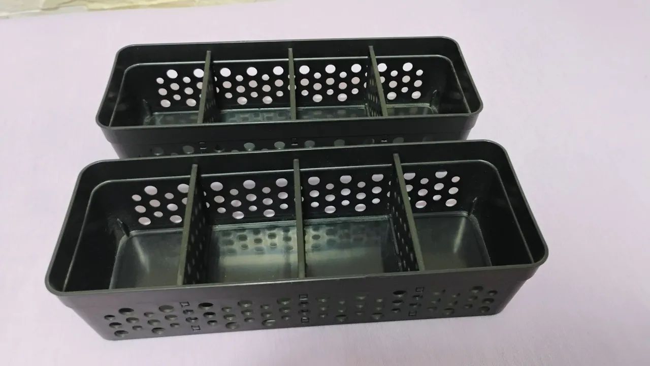 2 Cestos Com 3 Divisórias Pequeno Preto