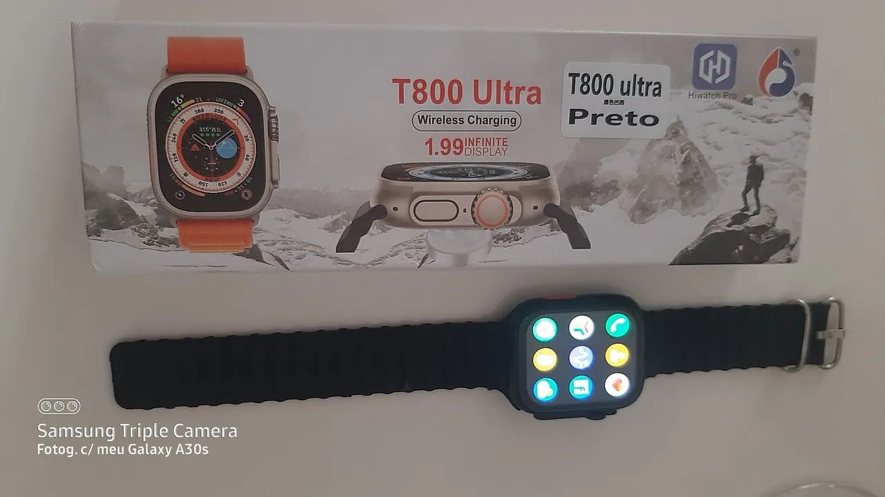 Smartwatch T800 Ultra Unissex com Pulseira preta  - Foto 2