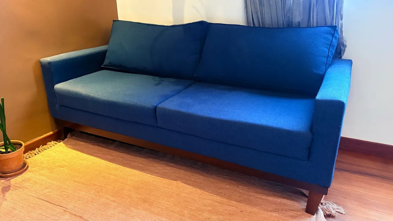 Sofá Linho Azul - 180cm - Foto 4