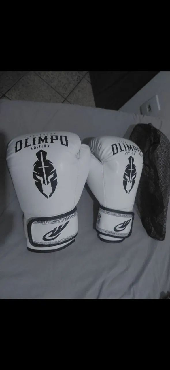 Luva de boxe Olimpo Branco-Preto 160z - Foto 3
