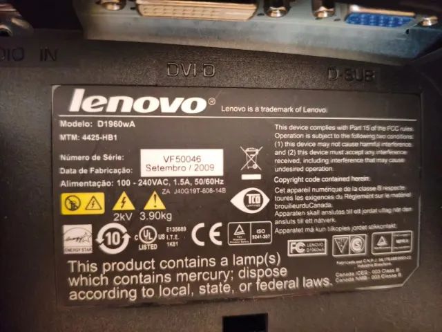 Monitor Lenovo VGA DVG 19 polegadas - Modelo D1960WA - Foto 5